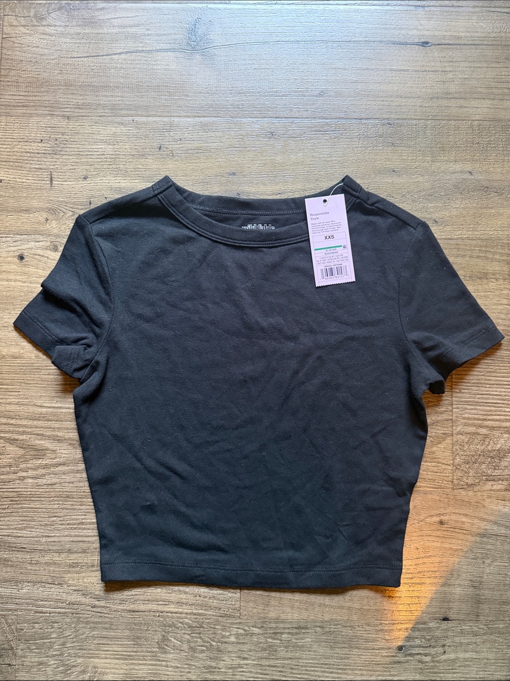 wild fable Black Short Sleeve Cropped Tee